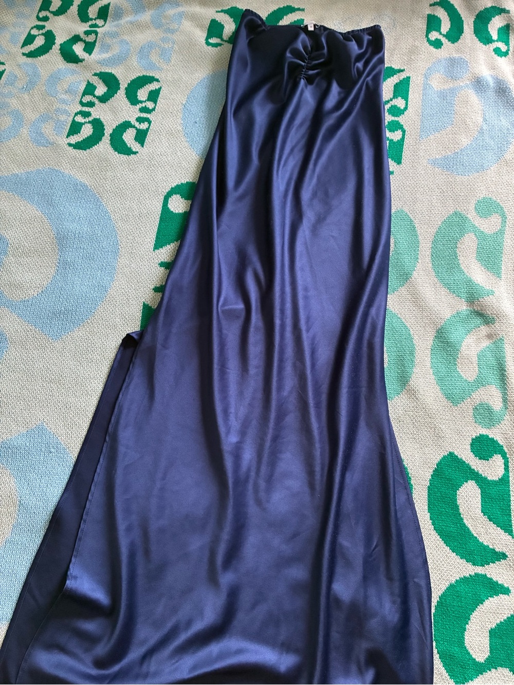 Strapless Satin Evening Dress in Deep Navy